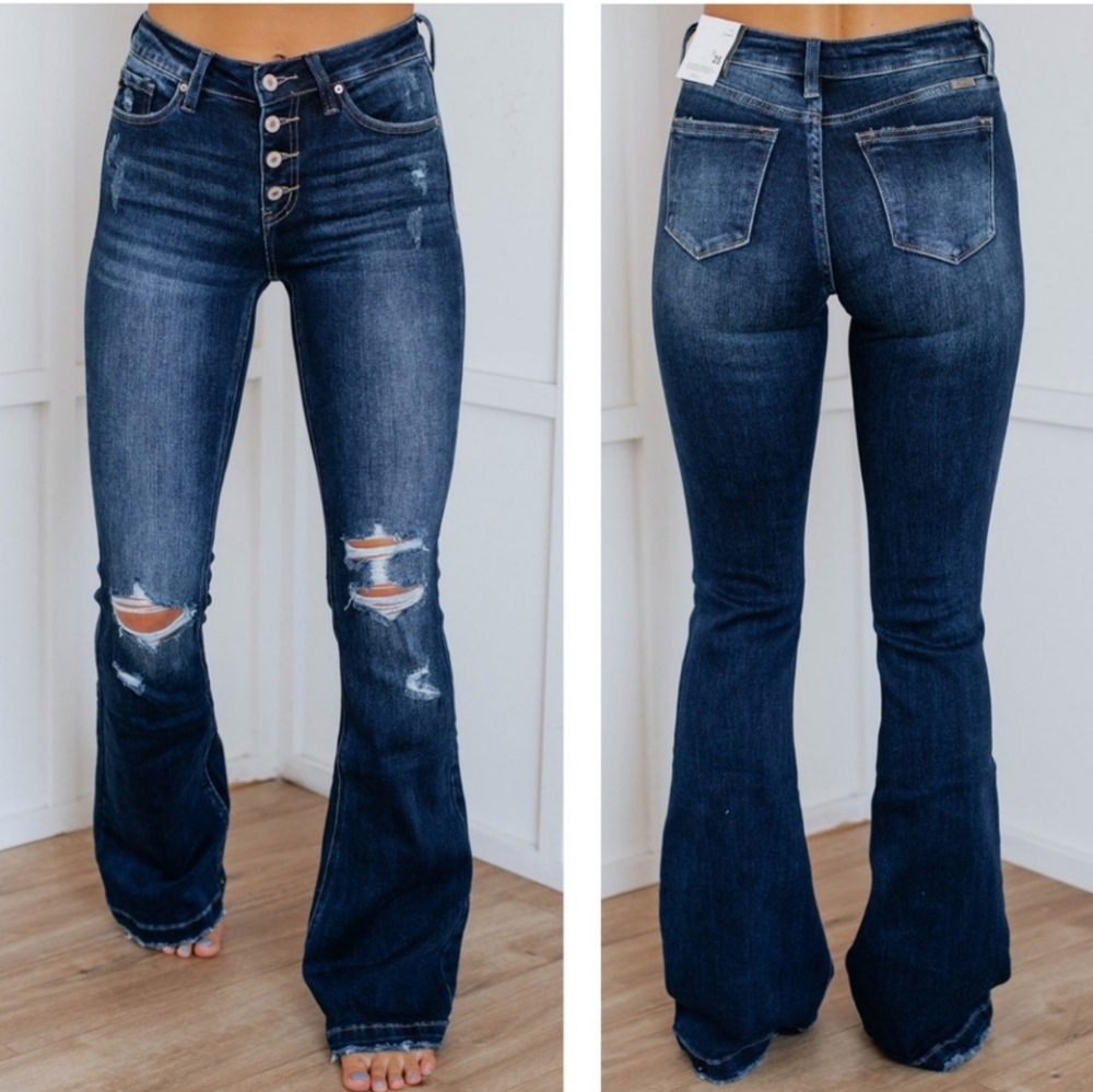 KanCan Darkwash Harlowe Stretch Flare